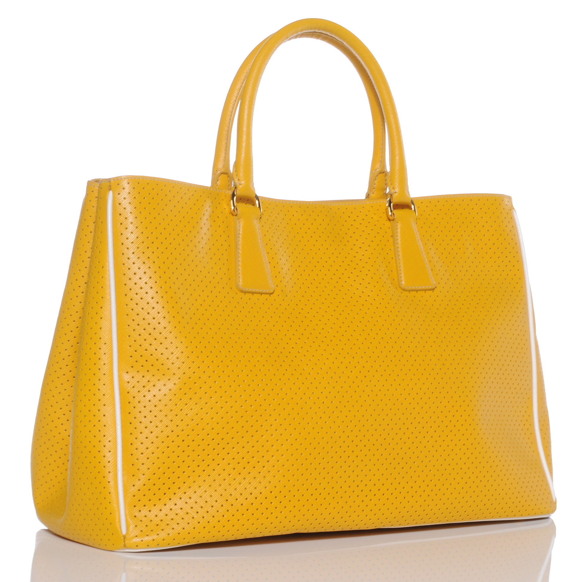 Prada Saffiano Perforated Tote Mimosa 3 of 8
