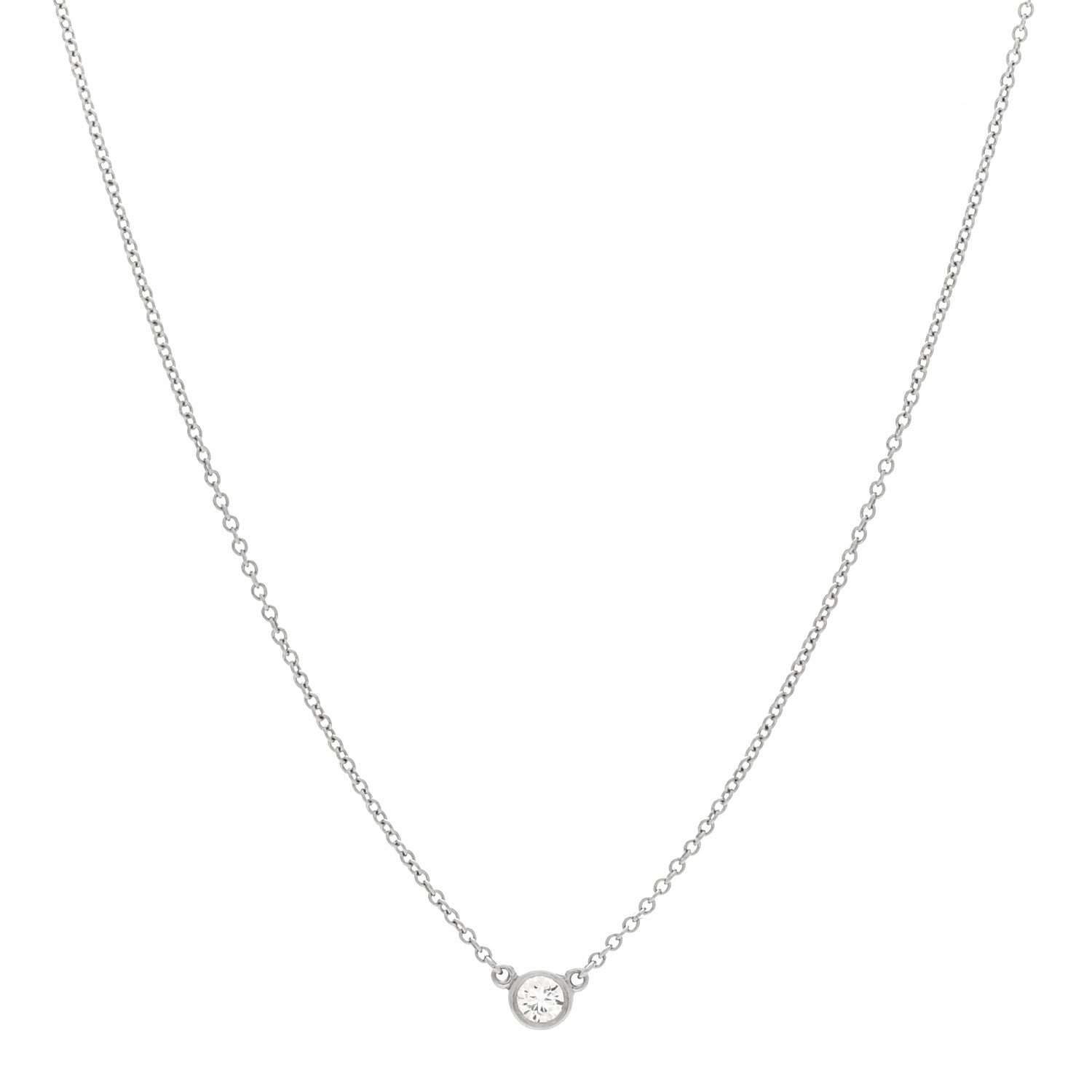 Tiffany Platinum Diamond .12ct Elsa Peretti Diamonds by the Yard Pendant Necklace 1 of 5
