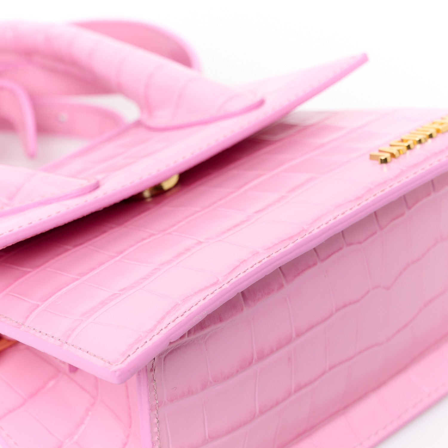Jacquemus Calfskin Crocodile Embossed Le Chiquito Moyen Pink 10 of 10