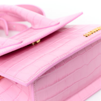 Jacquemus Calfskin Crocodile Embossed Le Chiquito Moyen Pink 10 of 10