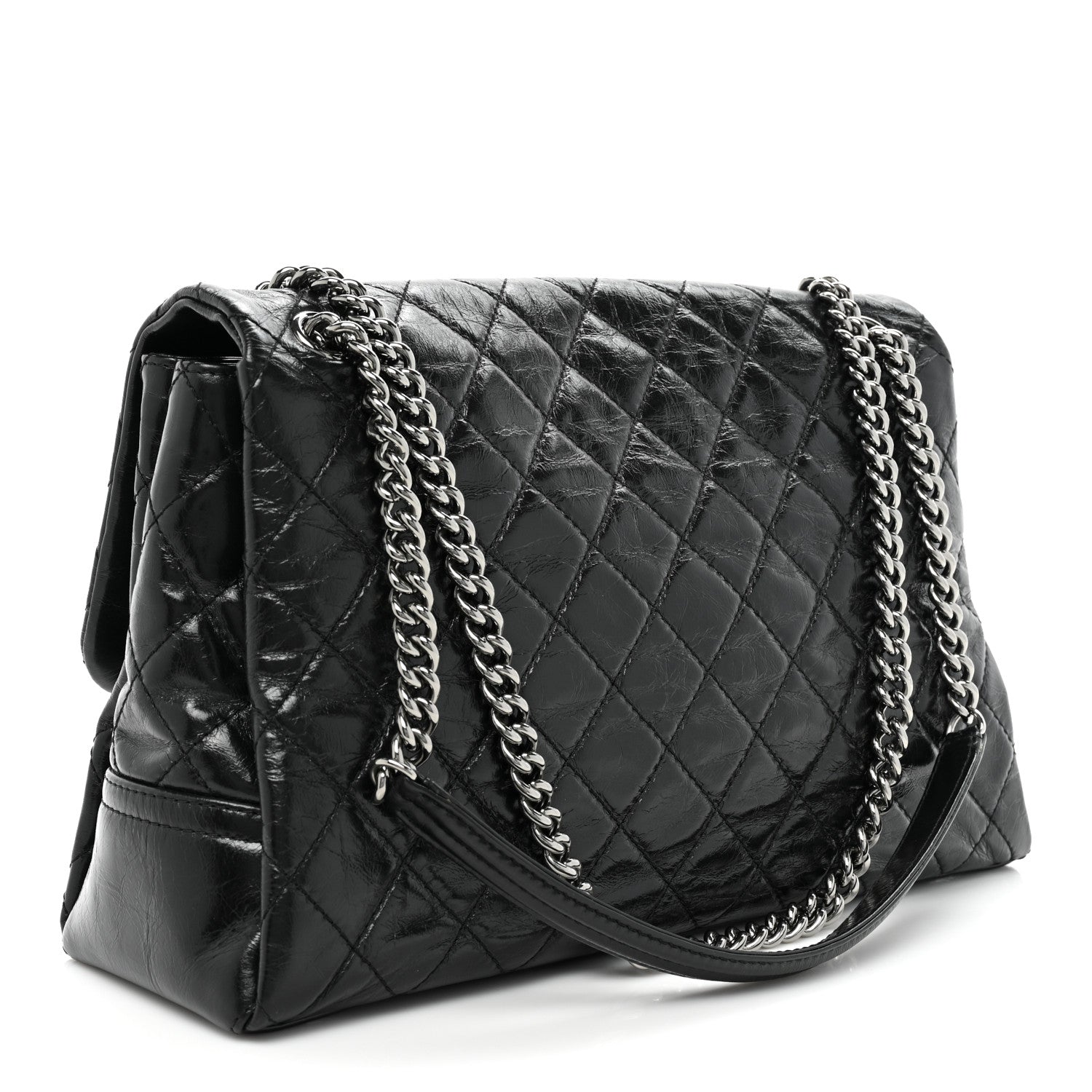 Chanel Glazed Calfskin Quilted Large Lady Pearly Flap Black 3 of 14