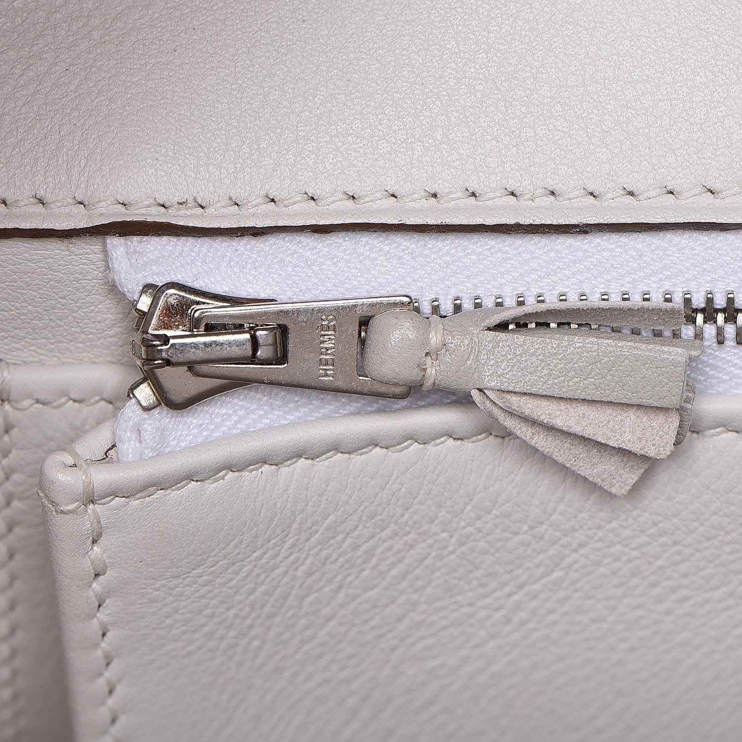 Hermes Swift Ghillies Birkin 35 White Gris Perle 18 of 34