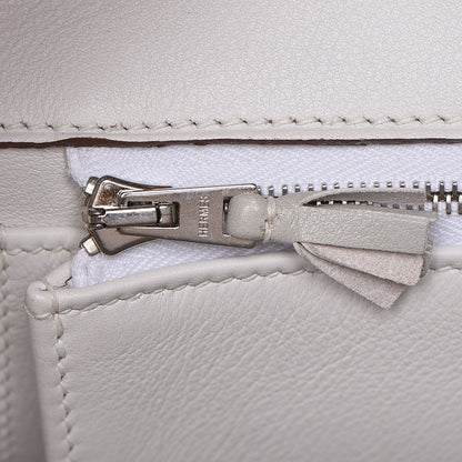 Hermes Swift Ghillies Birkin 35 White Gris Perle 18 of 34