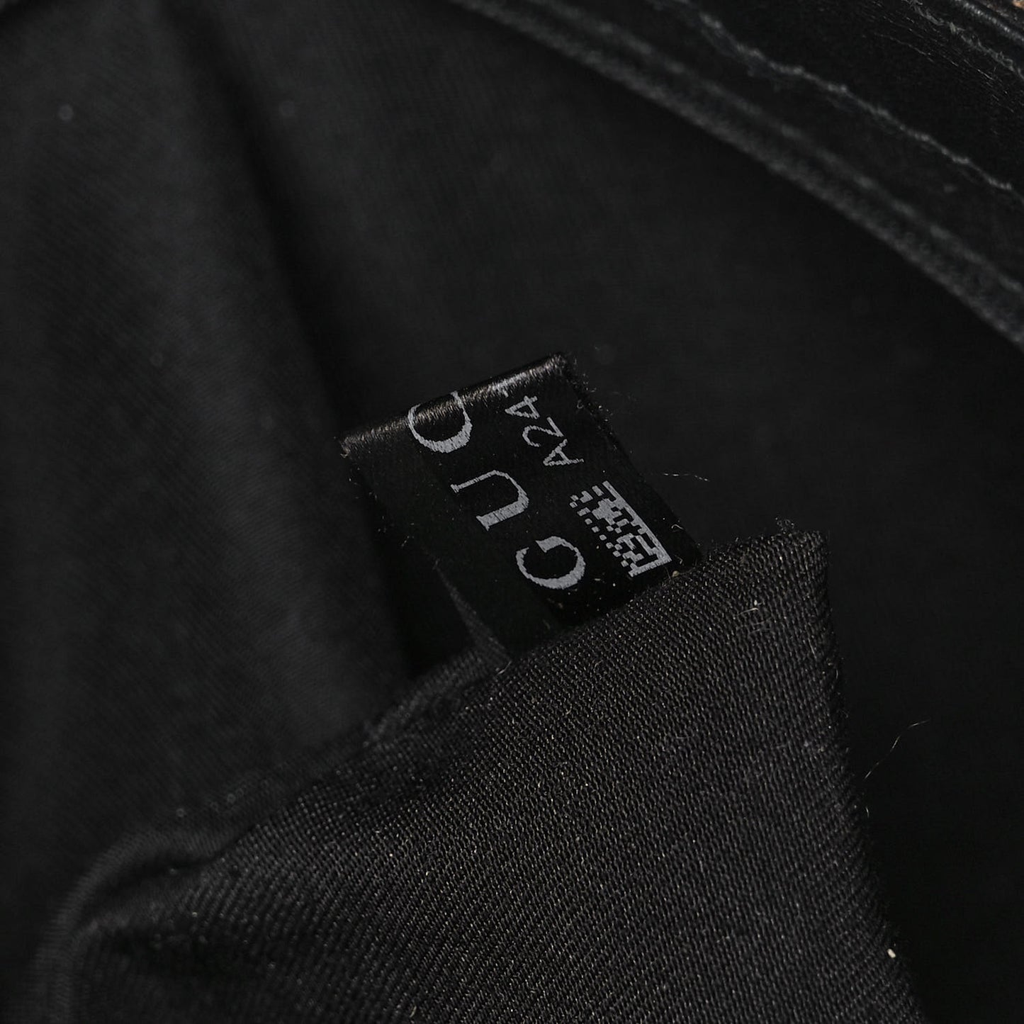 Calfskin Large D Gold Ring Shoulder Bag Black