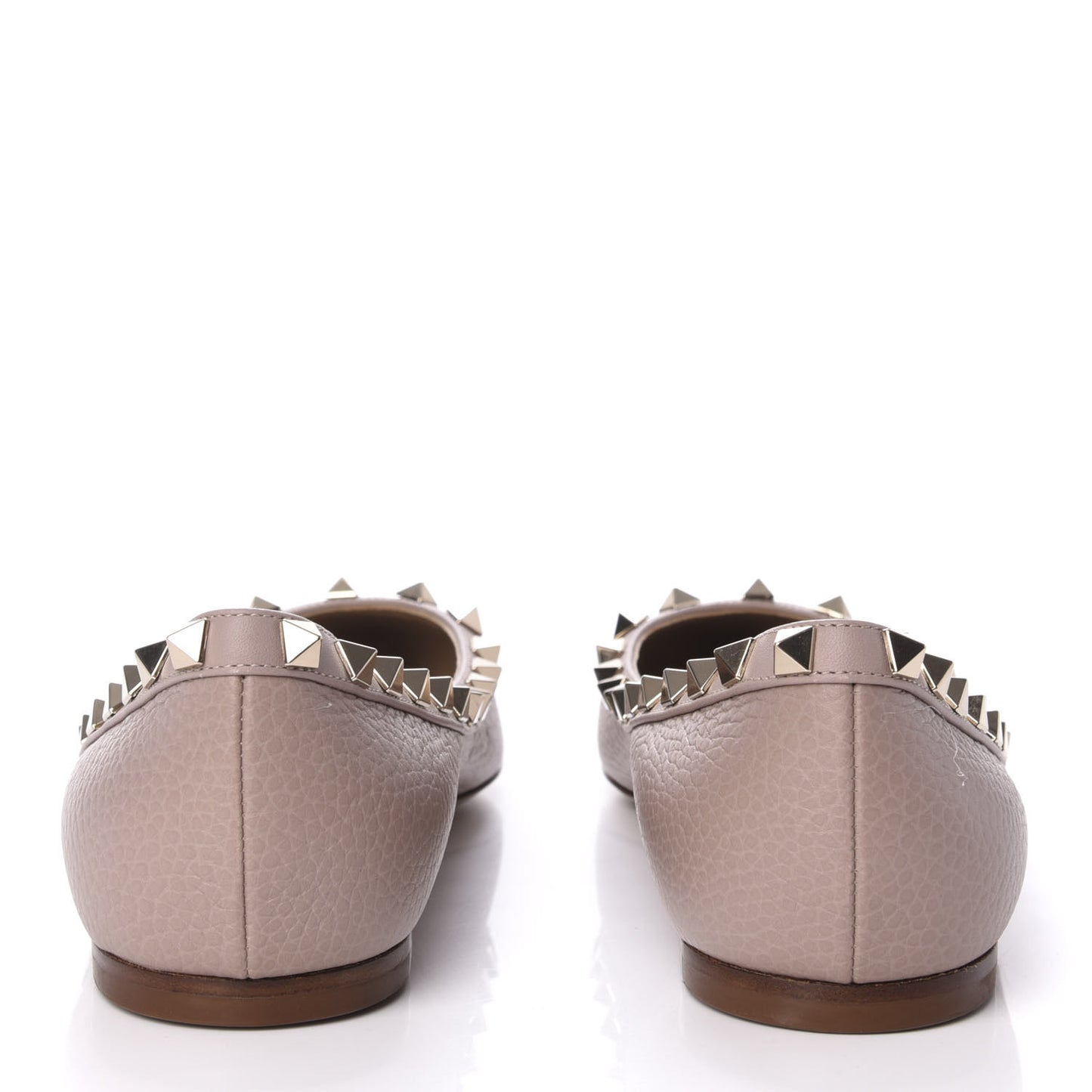 Pebbled Calfskin Rockstud Ballerina Flats 38 Poudre