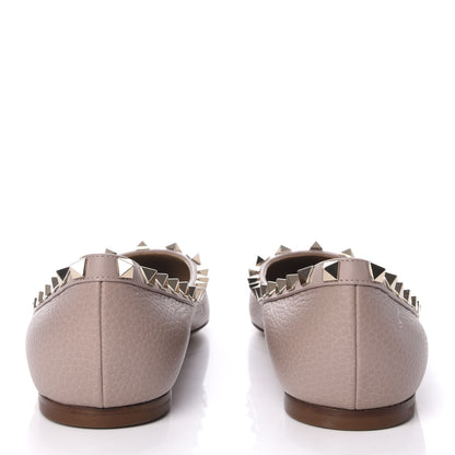Valentino Garavani Pebbled Calfskin Rockstud Ballerina Flats 38 Poudre 6 of 9