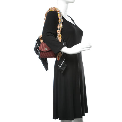 Balenciaga Nylon Jacquard Diagonal Logo Small Scarf Lock Chain Shoulder Bag Rouge Bordeaux Black Beige 2 of 9