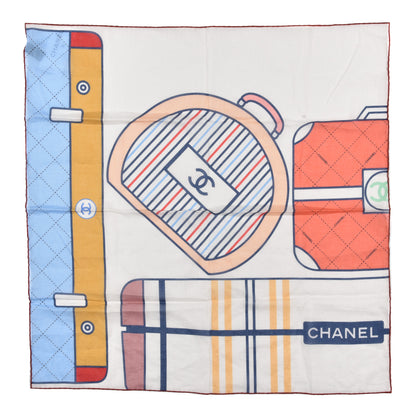 Chanel Cotton CC Luggage Bandana Scarf Ivory Burgundy 1 of 3