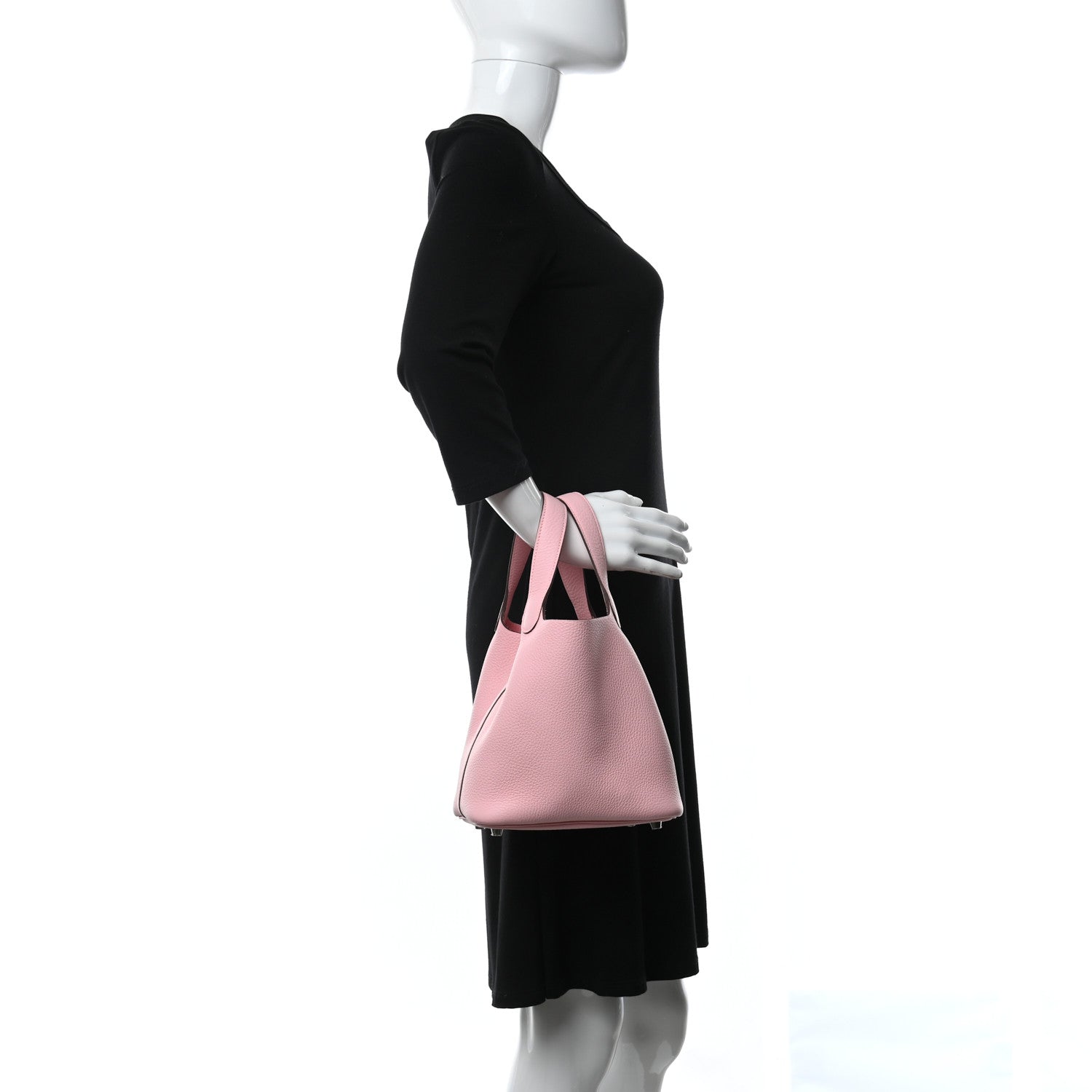 Hermes Taurillon Clemence Picotin Lock 18 PM Rose Sakura 2 of 11