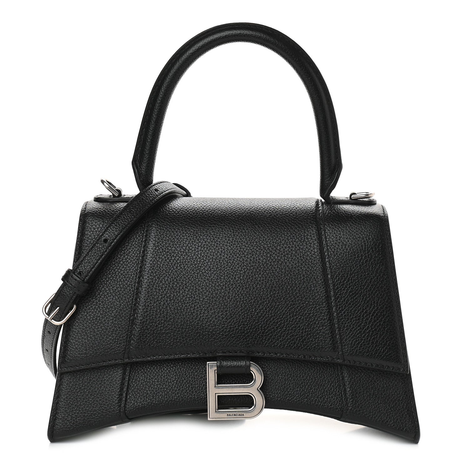 Balenciaga Grained Calfskin Small Hourglass Top Handle Bag Black 1 of 9