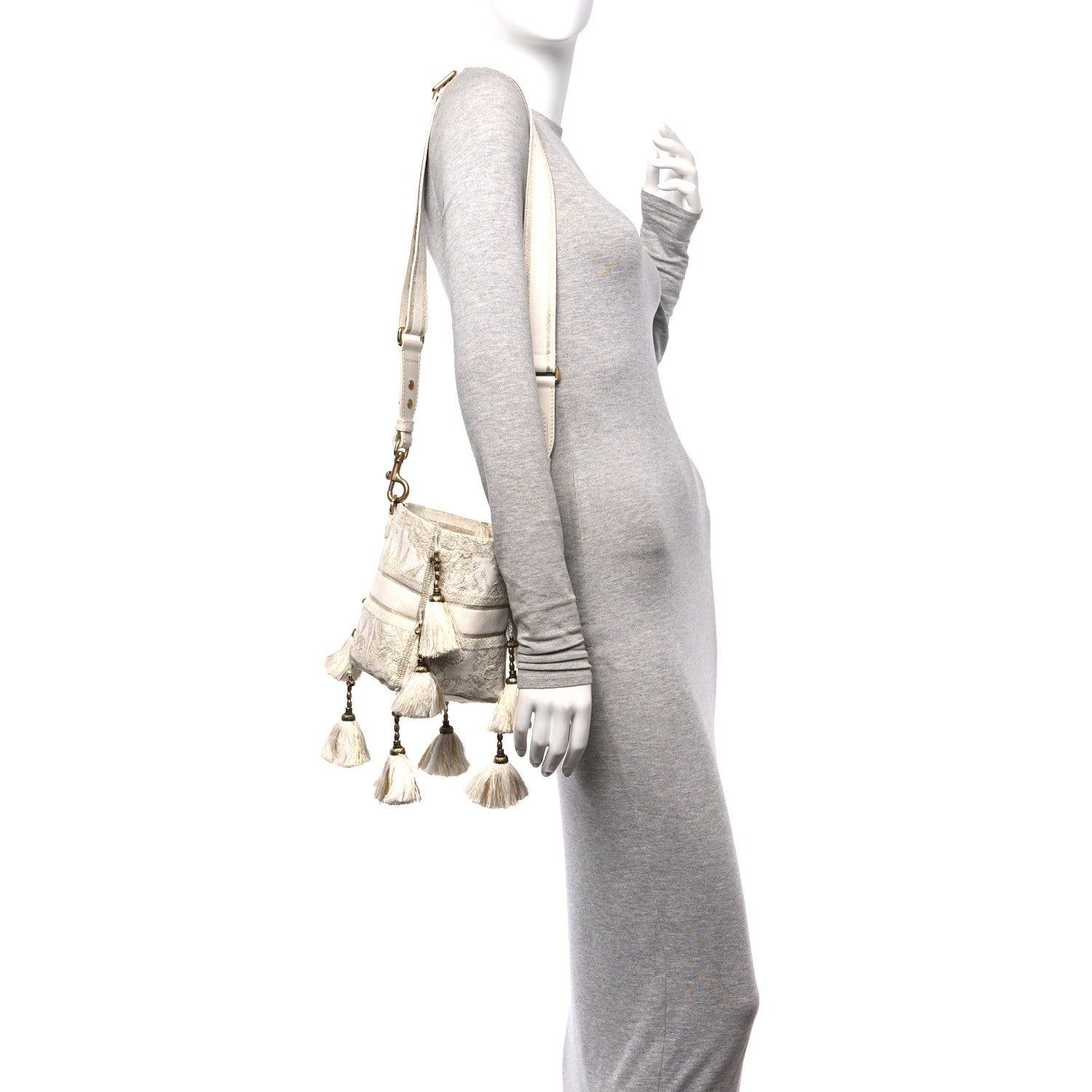 Christian Dior Canvas Embroidered Reve d'Infini Small D-Bubble Bucket Bag Gold 2 of 14