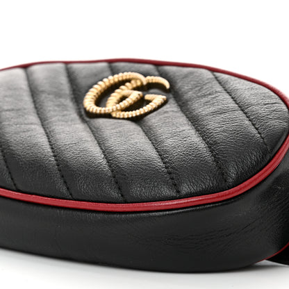 Gucci Azalea Calfskin Matelasse Diagonal Torchon GG Marmont Belt Bag 75 30 Black Romantic Cerise 10 of 10