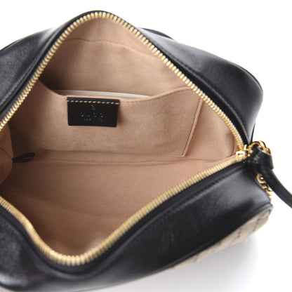 Gucci Monogram Matelasse Diagonal Small GG Marmont Chain Shoulder Bag Beige Black 4 of 8