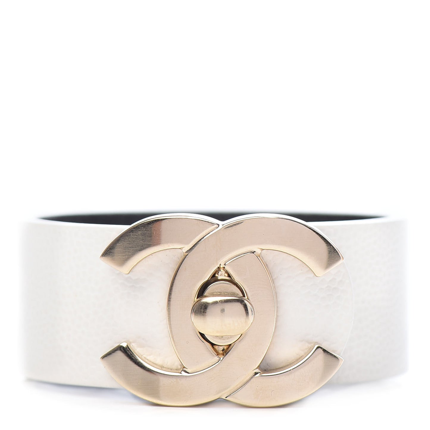 Caviar CC Turnlock Bracelet M White