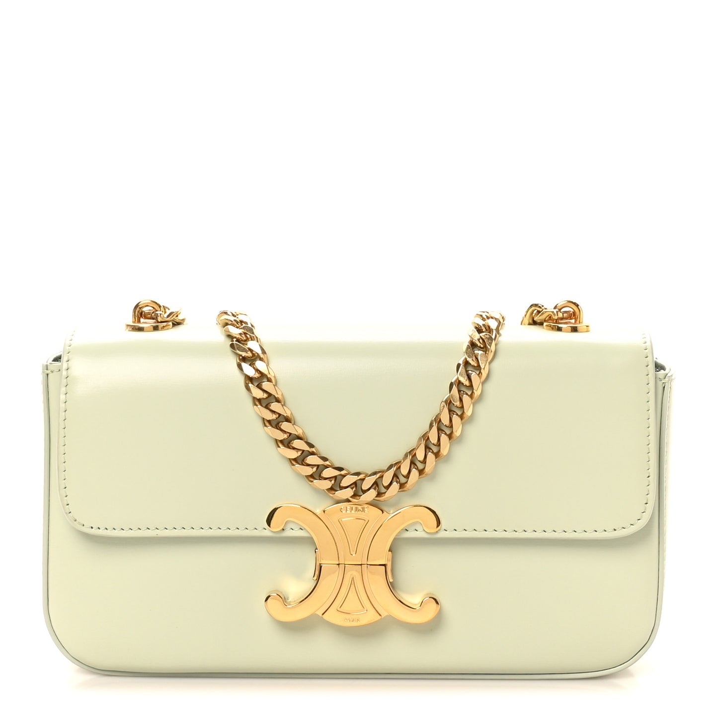 Shiny Calfskin Triomphe Chain Shoulder Bag Jade