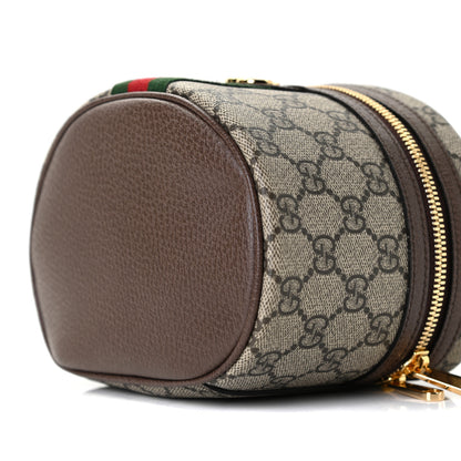 Gucci GG Supreme Monogram Textured Calfskin Web Ophidia Vanity Cosmetic Case Beige Ebony New Acero 5 of 10