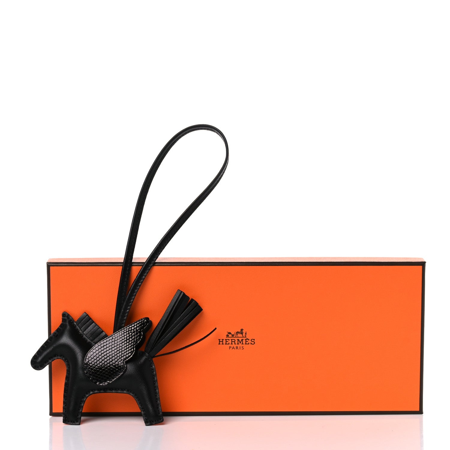Hermes Milo Lambskin Lizard Touch Grigri Rodeo Pegase Horse Bag Charm PM So Black 5 of 5