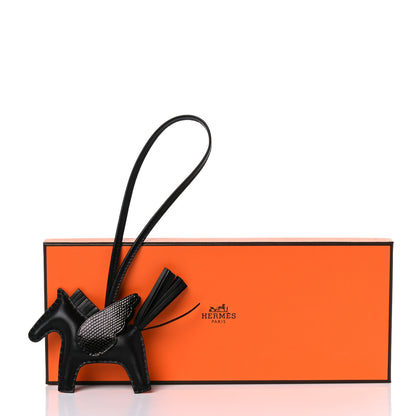 Hermes Milo Lambskin Lizard Touch Grigri Rodeo Pegase Horse Bag Charm PM So Black 5 of 5