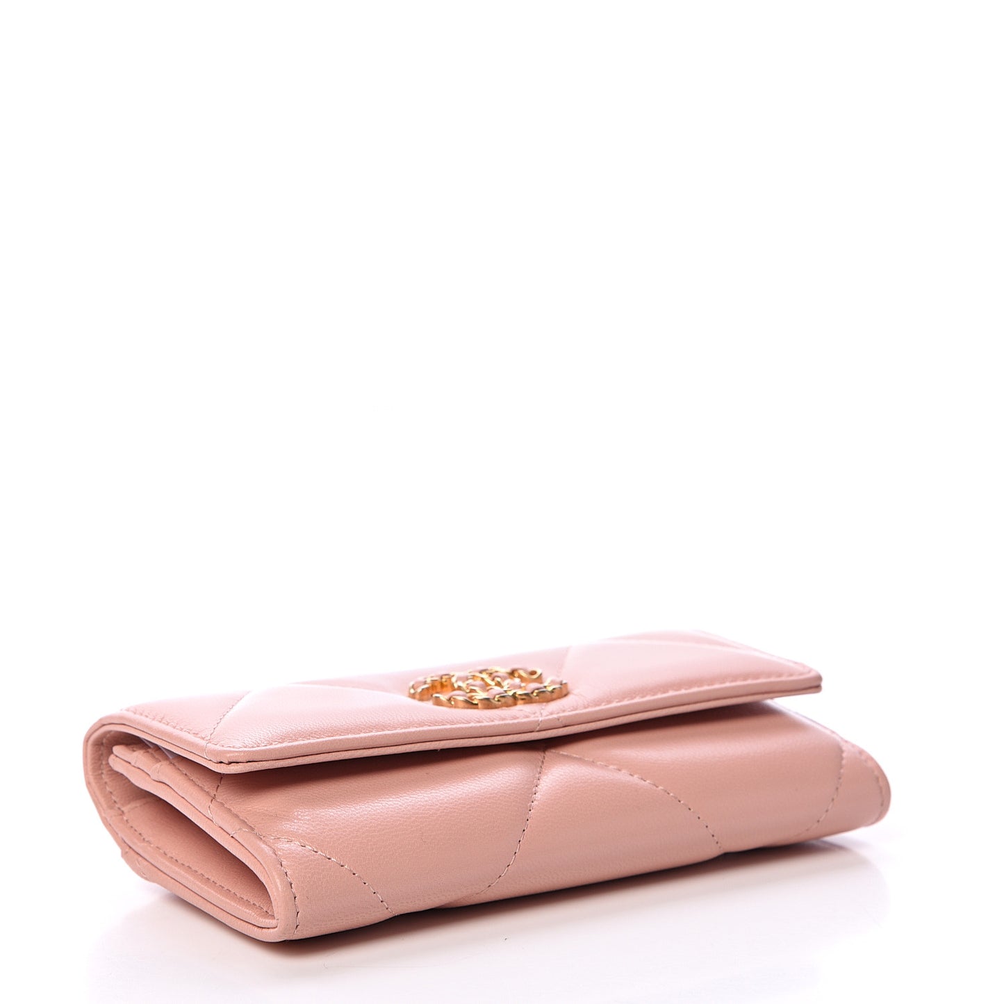 Shiny Goatskin Quilted 19 Flap Wallet Pink