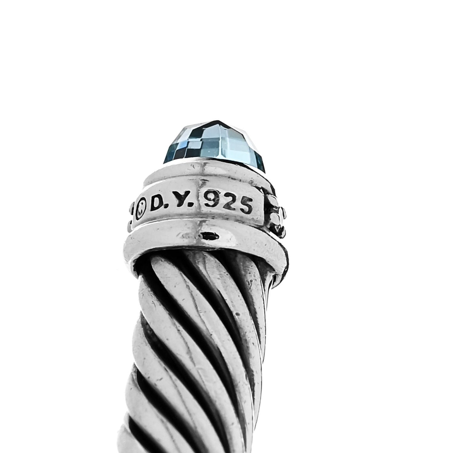 Sterling Silver Diamond Blue Topaz 5mm Cable Classics Bracelet