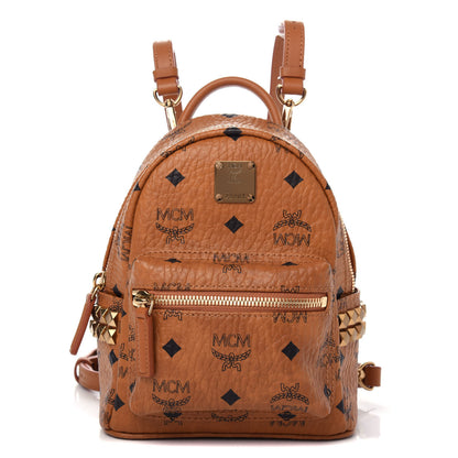 MCM Visetos Side Stud X-Mini Stark Bebe Boo Backpack Cognac 1 of 8
