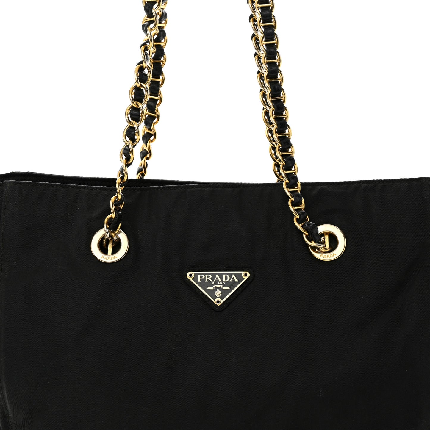 Tessuto Nylon Chain Shoulder Bag Black