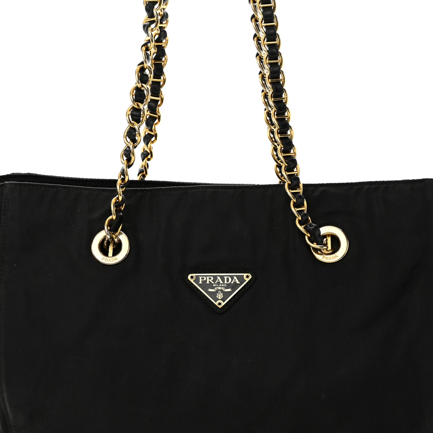 Prada Tessuto Nylon Chain Shoulder Bag Black 7 of 13