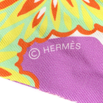 Hermes Silk The Three Graces Twilly Canard Mauve Jaune Fluo 4 of 4