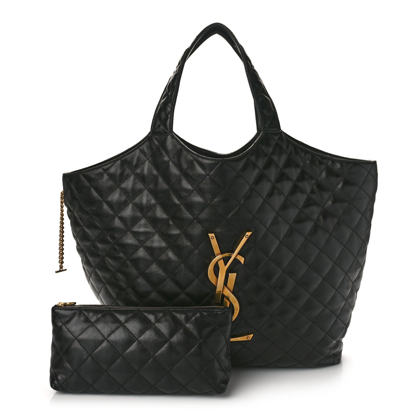 Lambskin Quilted Maxi Icare Shopping Tote Black