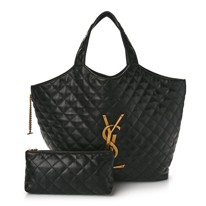 Saint Laurent Lambskin Quilted Maxi Icare Shopping Tote Black 1 of 9