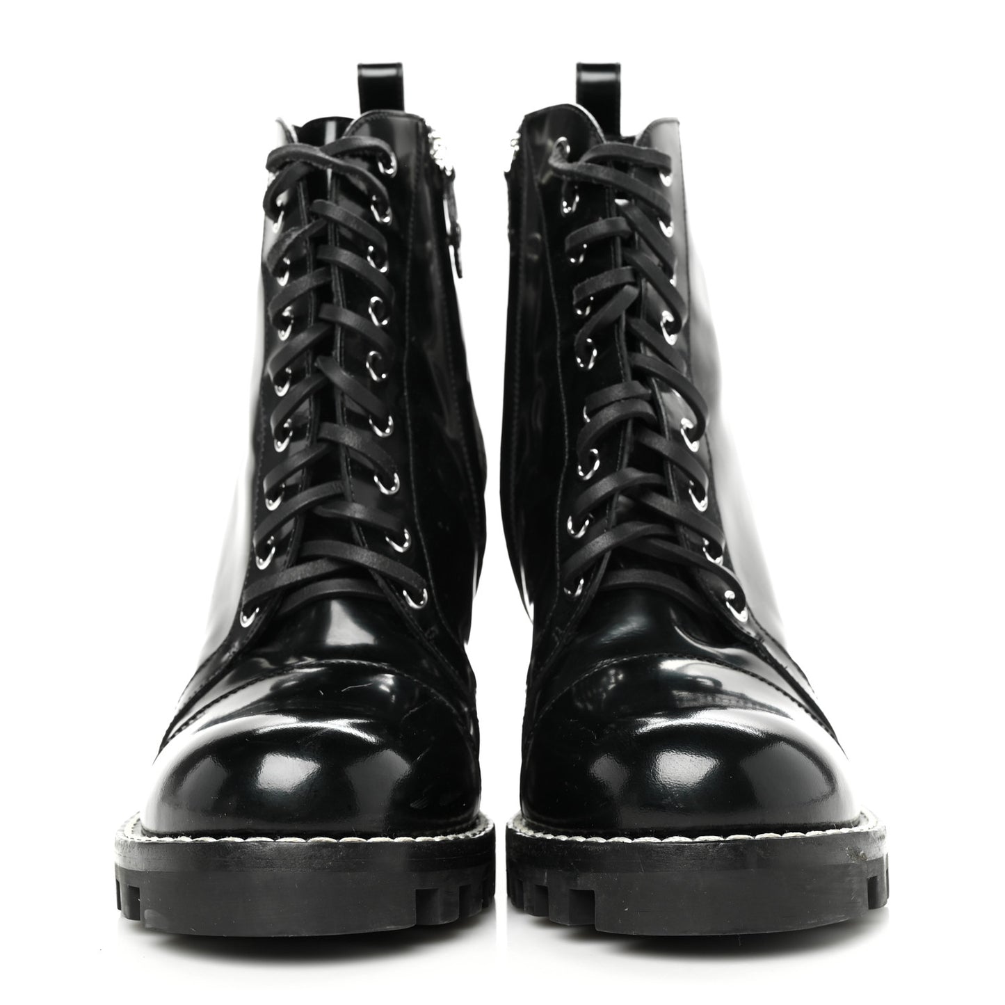 Patent Calfskin Star Trail Ankle Boots 41 Black