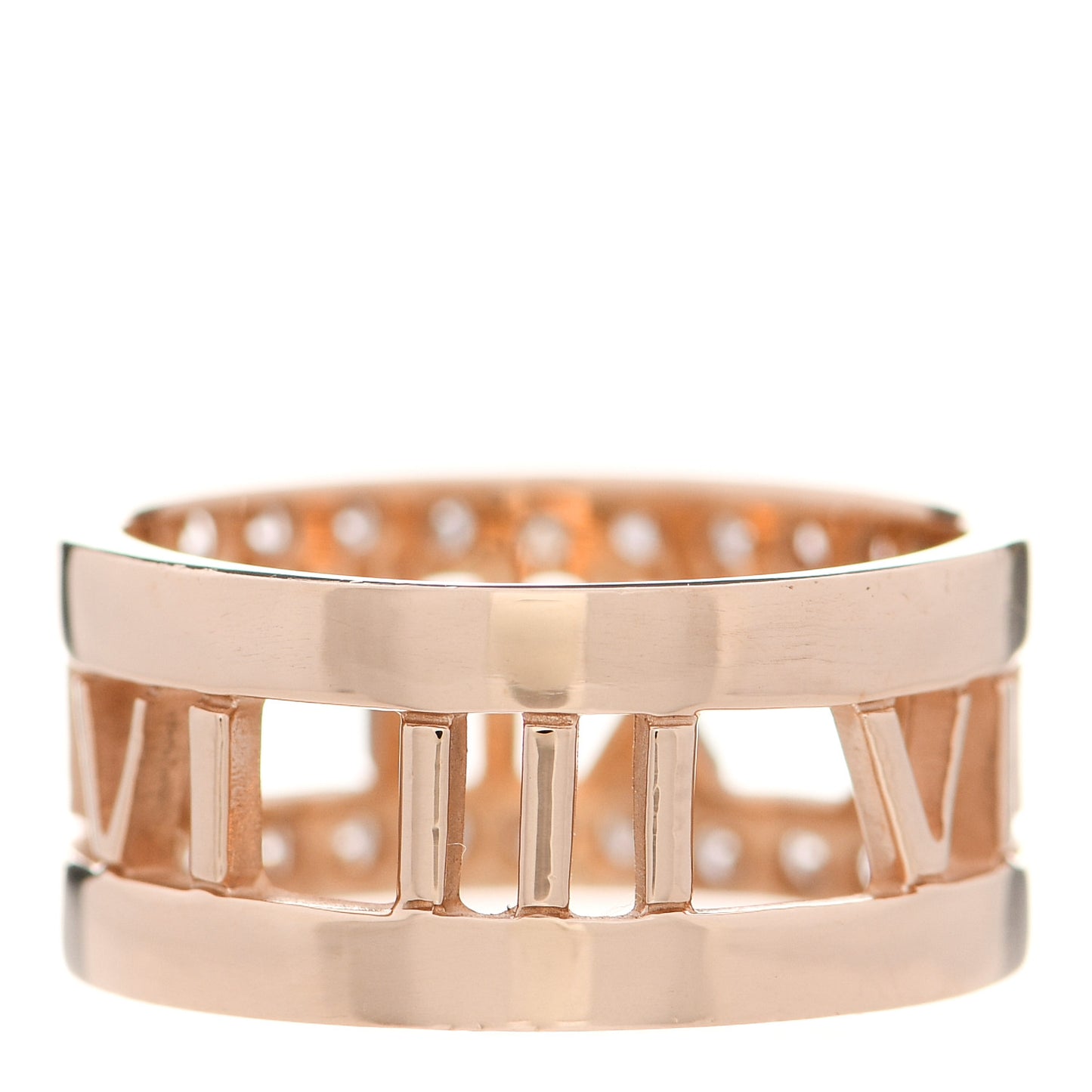 18K Rose Gold Diamond Wide Atlas Open Ring 50 5.25