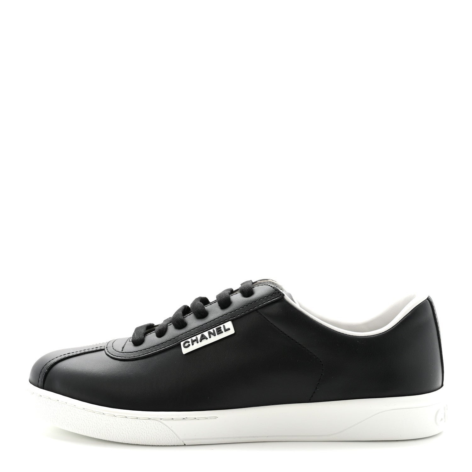 Chanel Calfskin CC Uniform Womens Sneakers 40 Black 1 of 9