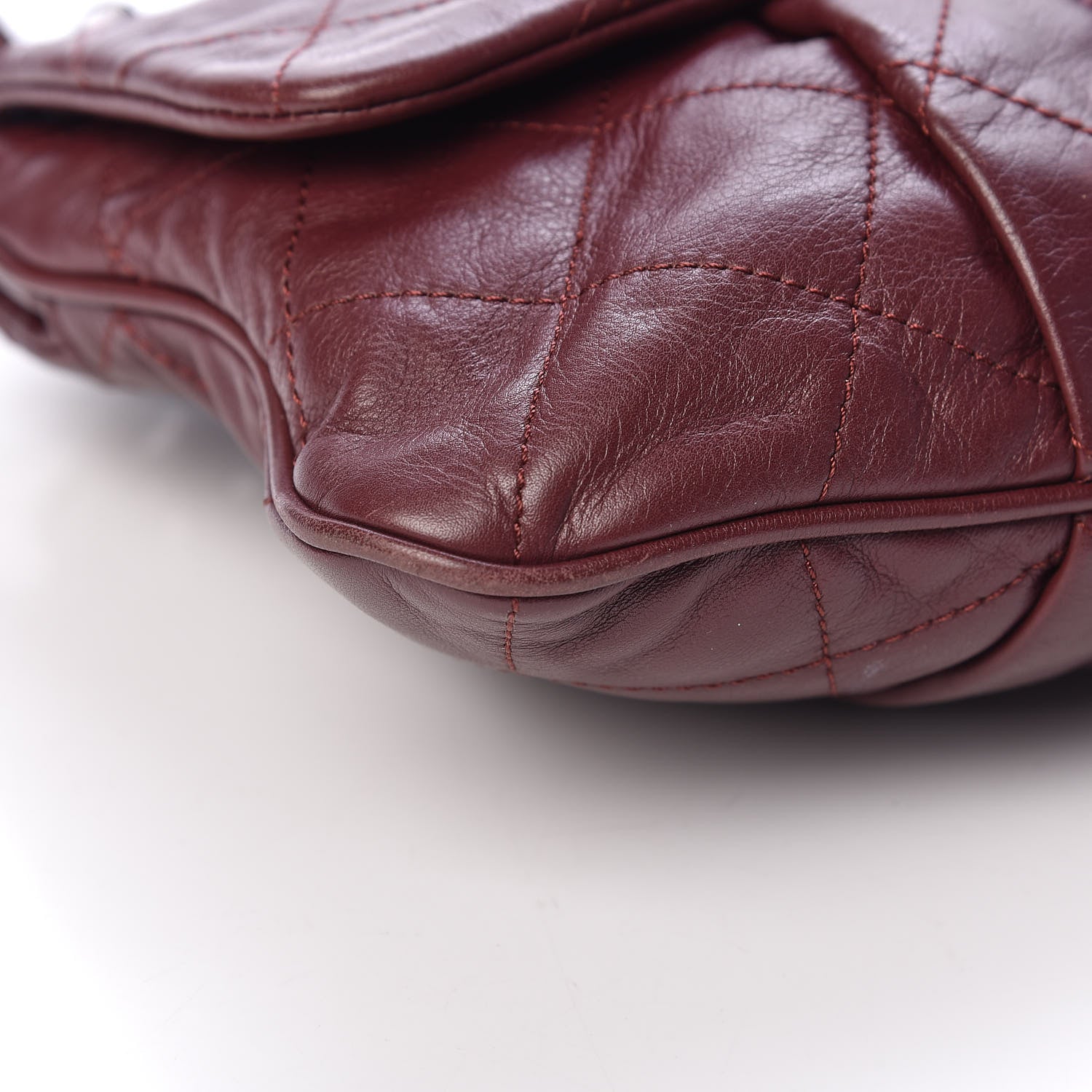 Chanel Calfskin Coco Pleats Large Messenger Flap Burgundy 10 of 11