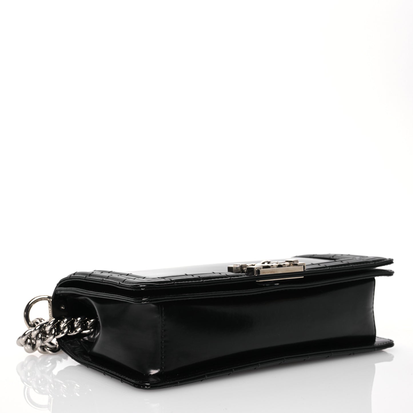 Glazed Calfskin Medium Boy Flap Black