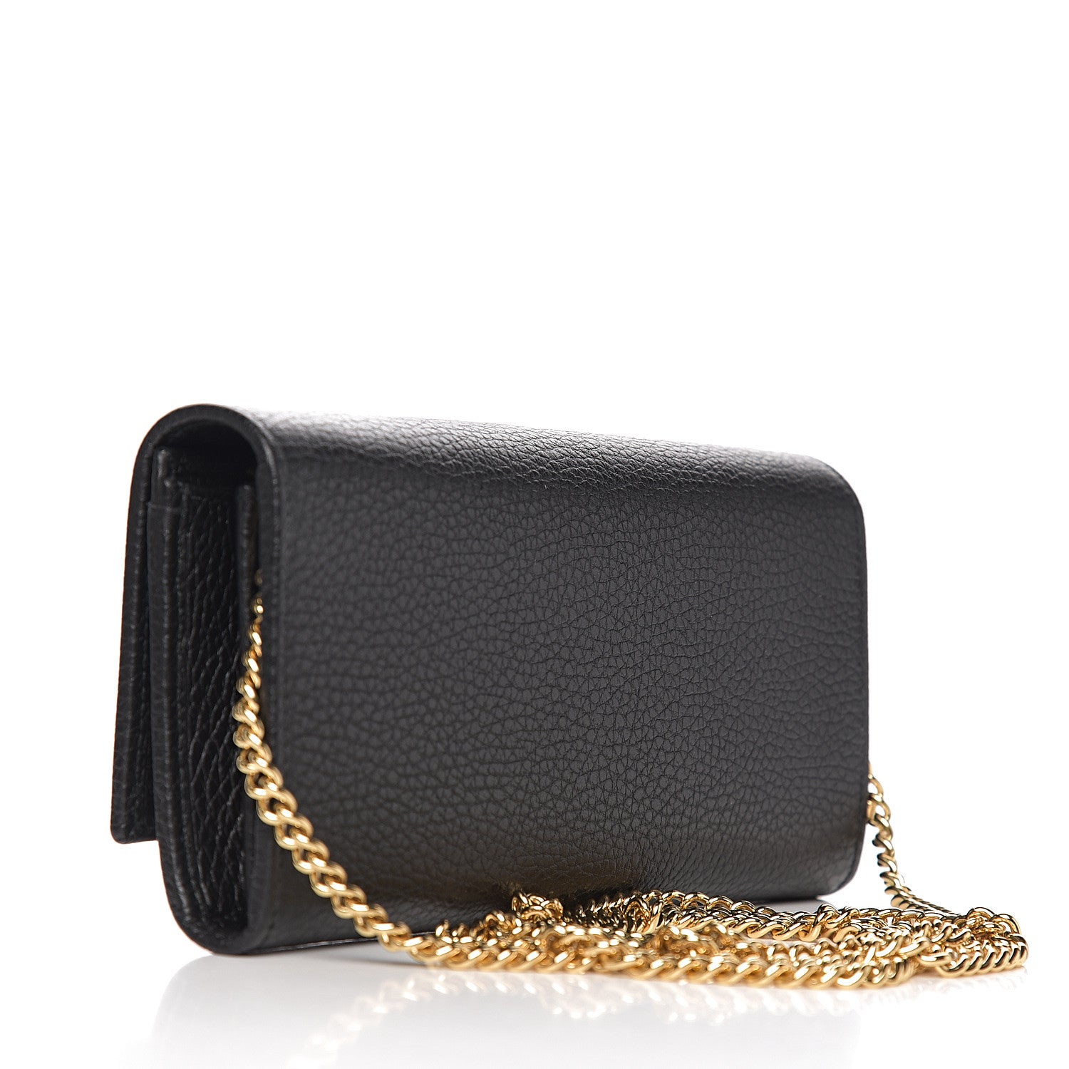 Gucci Calfskin Petite GG Marmont Wallet Chain Bag Black 2 of 10