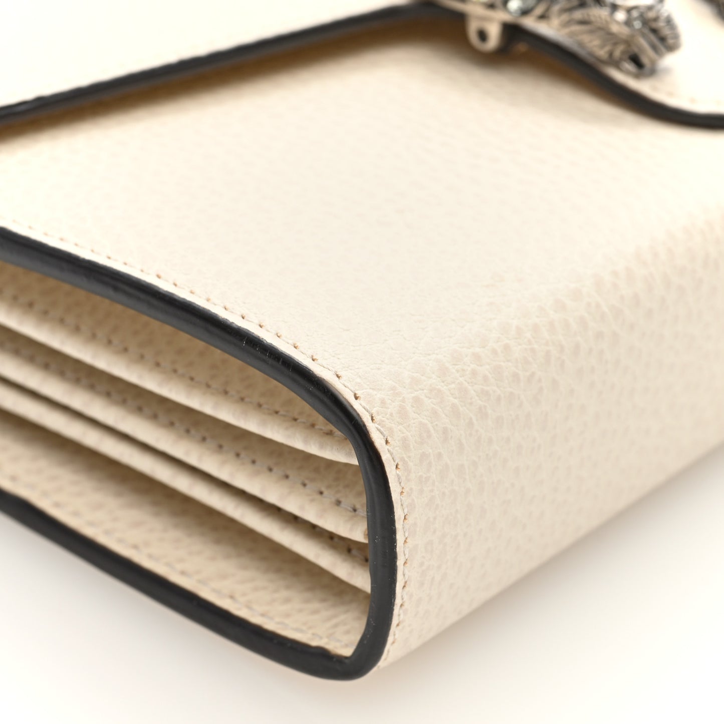 Dollar Calfskin Mini Dionysus Chain Wallet Mystic White