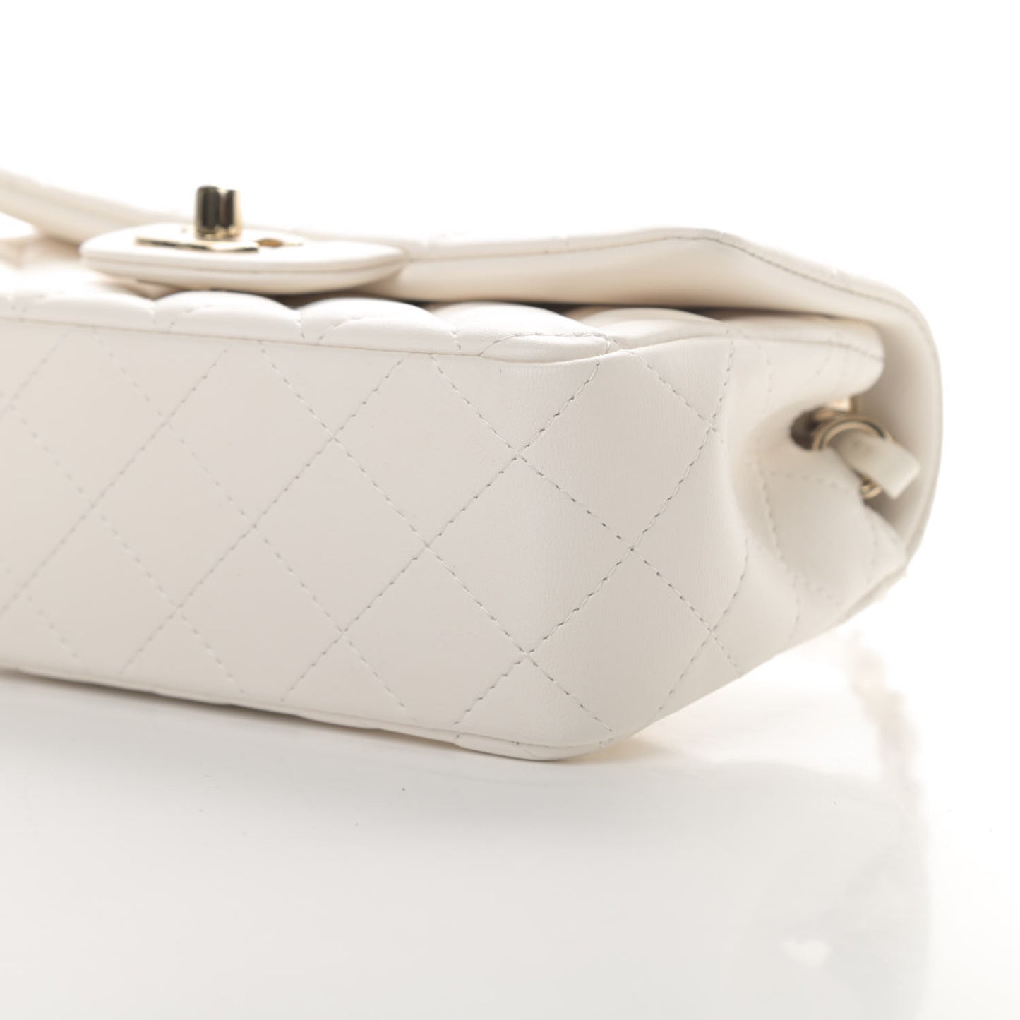 Lambskin Quilted Mini Rectangular Flap White