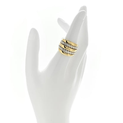 David Yurman Sterling Silver 18K Yellow Gold 18mm Five-Row Cable Ring 53 6.5 2 of 5