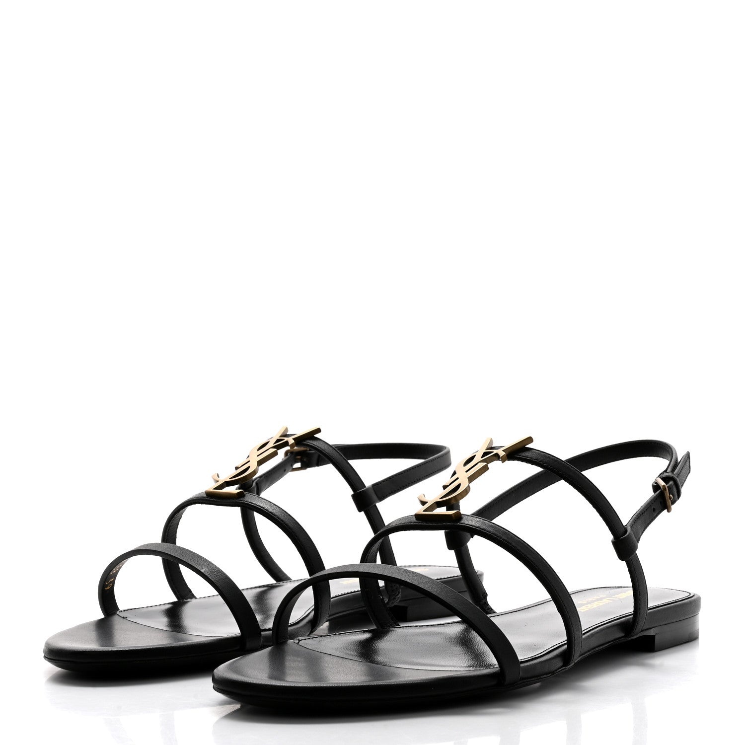 Saint Laurent Patent Calfskin Cassandra Monogram Sandals 39 Black 3 of 10