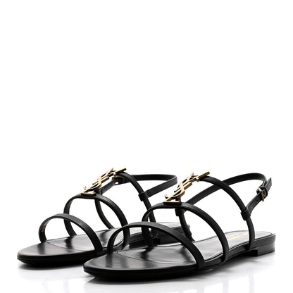 Saint Laurent Patent Calfskin Cassandra Monogram Sandals 39 Black 3 of 10