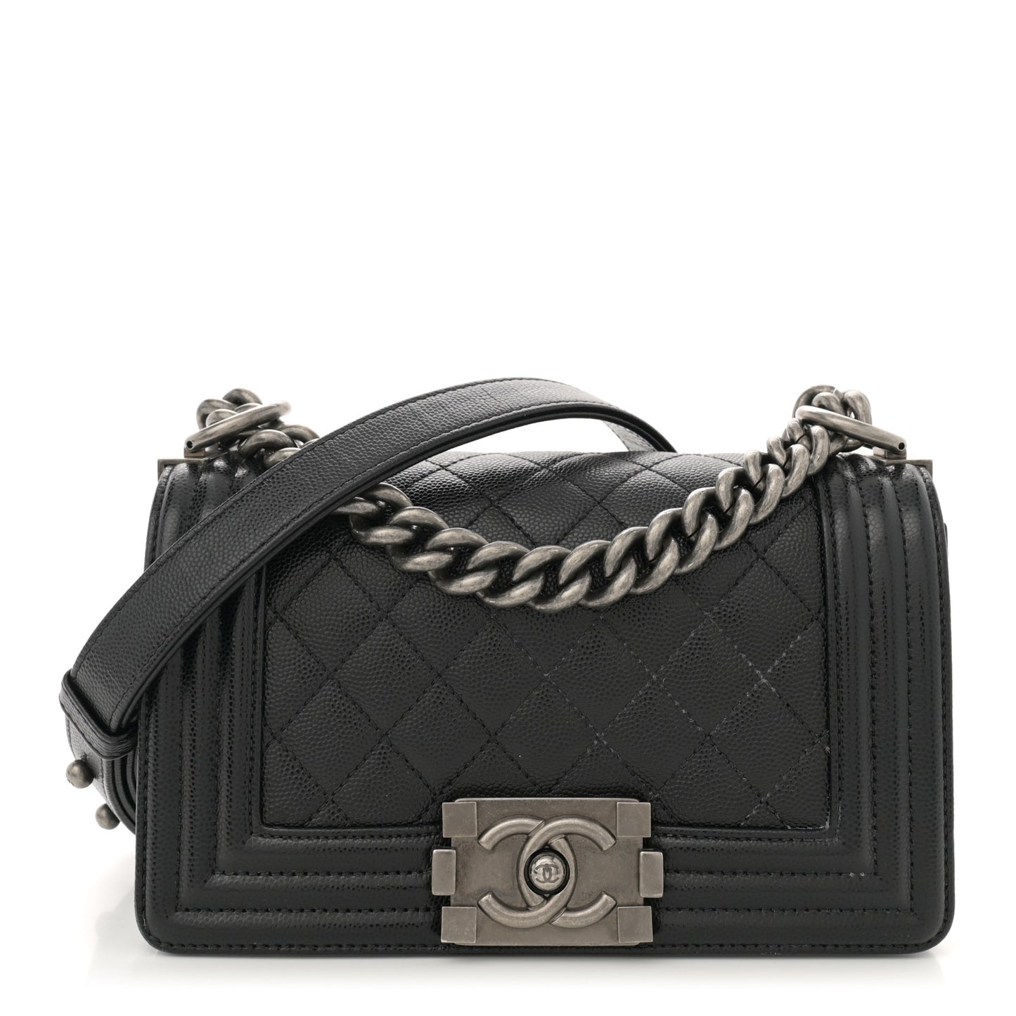 Caviar Quilted Small Boy Flap Black