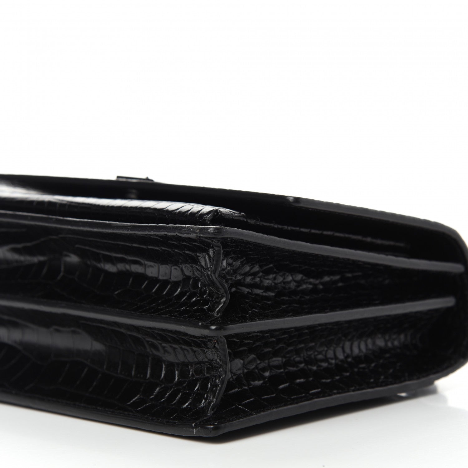 Saint Laurent Calfskin Crocodile Embossed Medium Monochrome Monogram Sunset Black 10 of 10