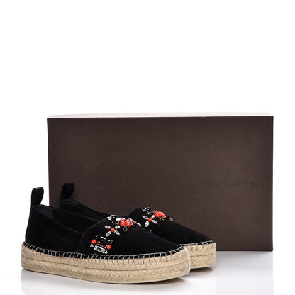 Louis Vuitton Suede Front Pier Espadrille Flats 39 Black 6 of 9