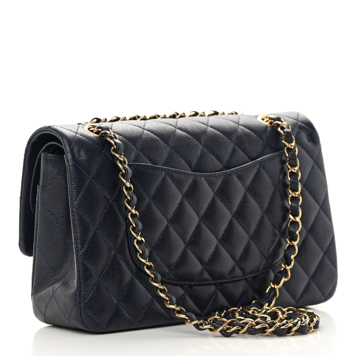 Chanel Caviar Quilted Medium Double Flap Dark Blue 3 of 13