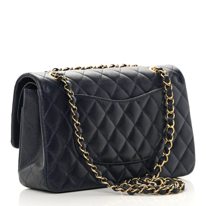 Chanel Caviar Quilted Medium Double Flap Dark Blue 3 of 13