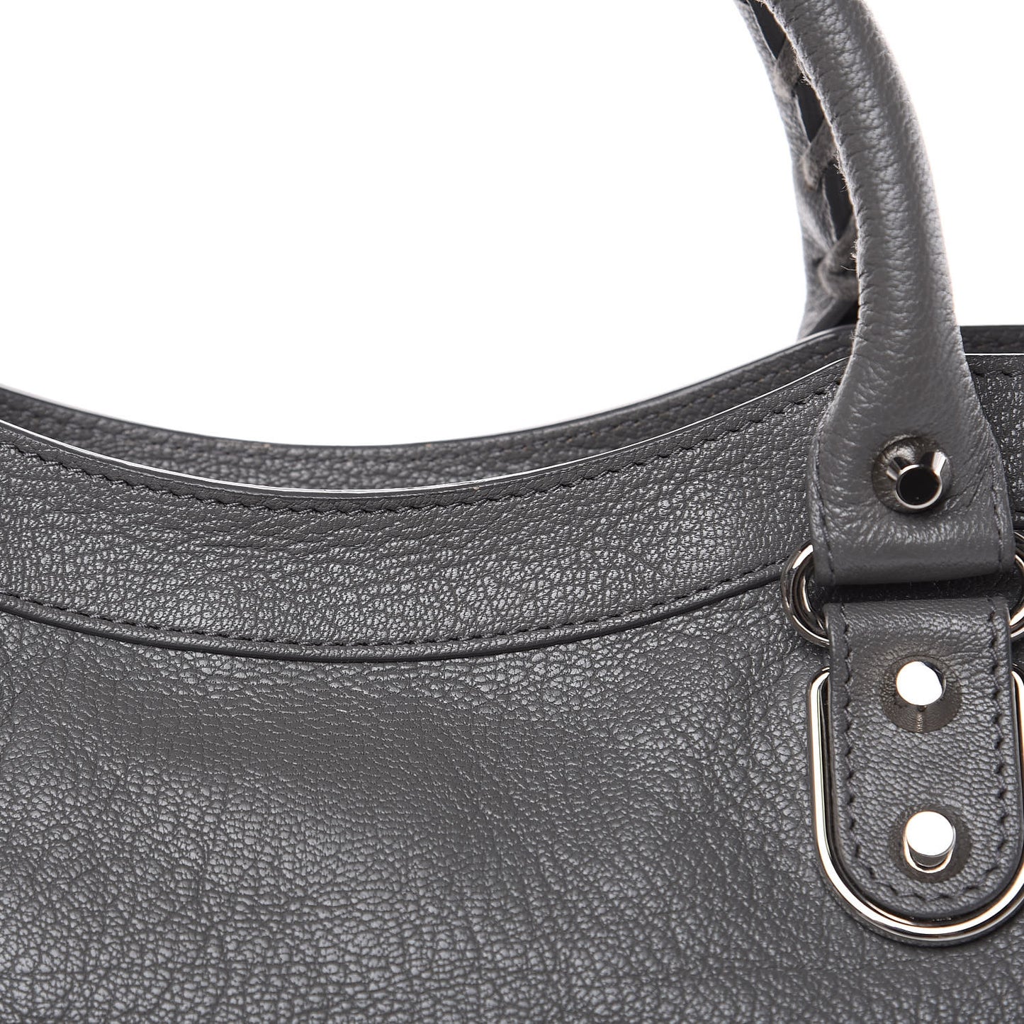 Chevre Silver Metallic Edge Hardware City Gris Acier