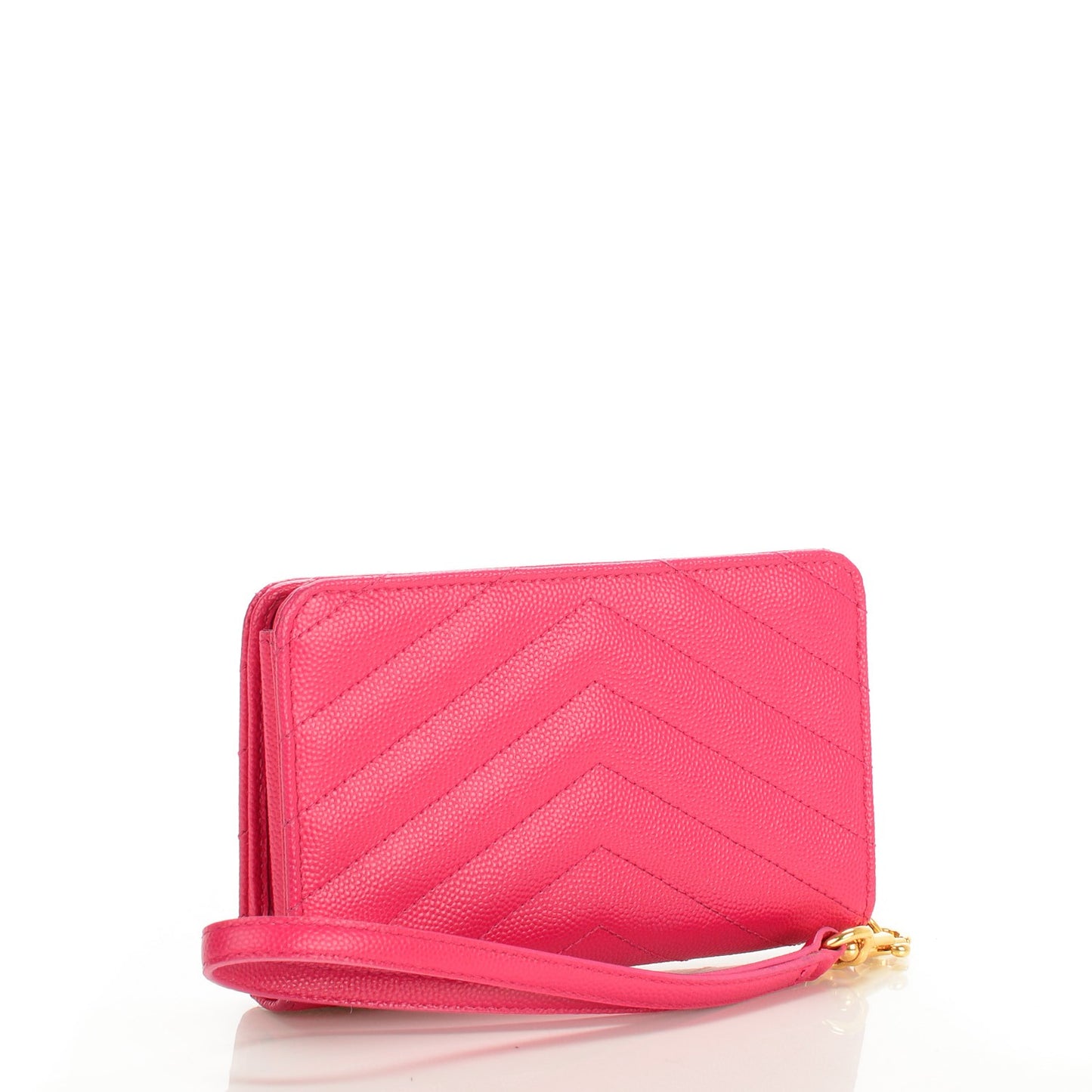 Grain De Poudre Matelasse Chevron Monogram Phone Wallet Lipstick Fuchsia