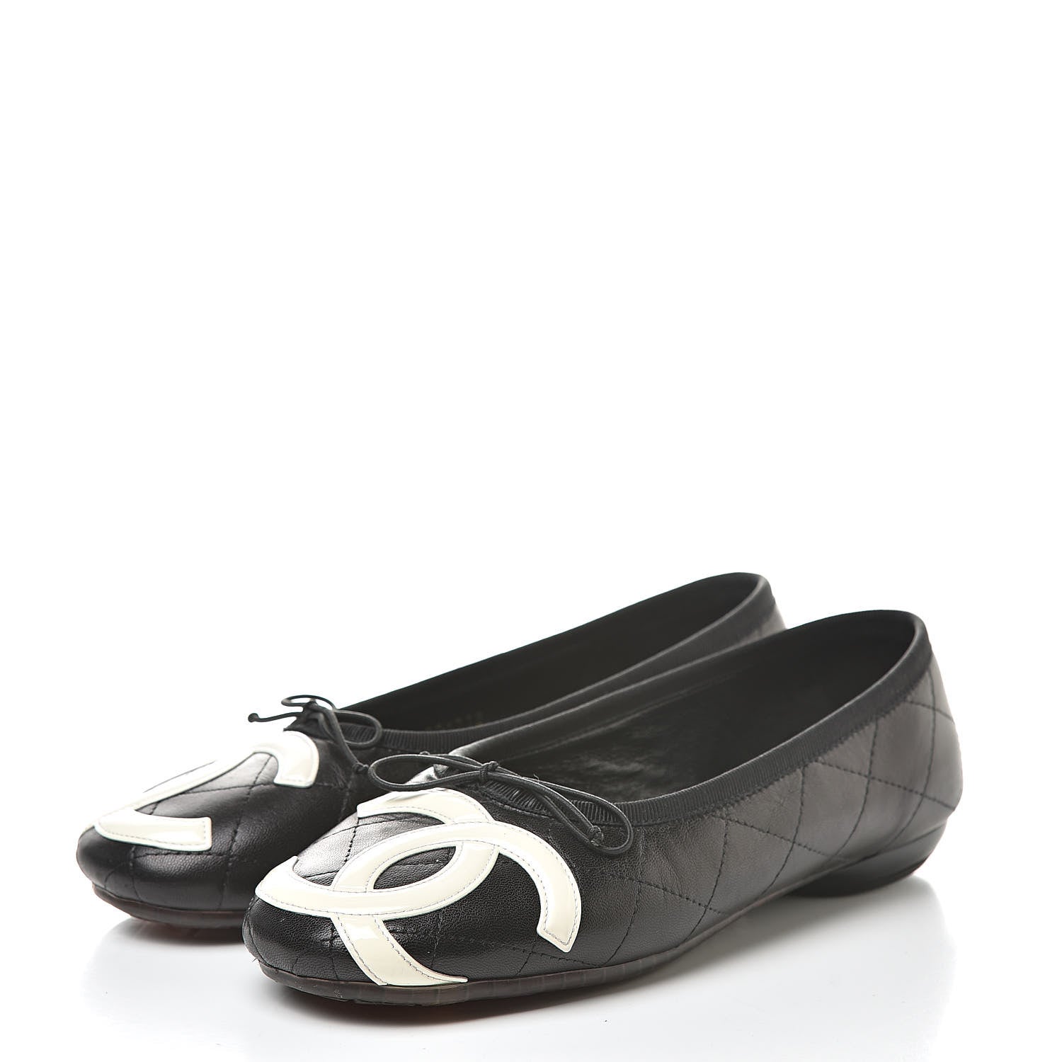 Chanel Lambskin Cambon Quilted Ballerina Flats 37 Black 3 of 12