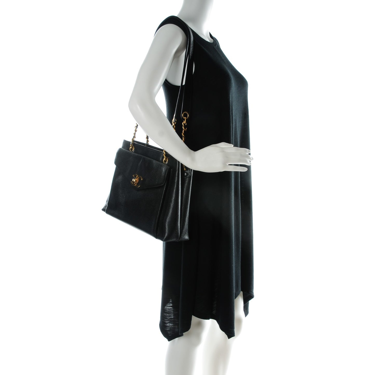 Caviar Flap Shoulder Bag Black